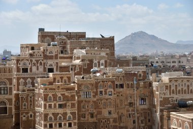 Eski Sanaa görüntüleyin. Sanaa eski şehir Unesco Dünya Mirası site şimdi destroed iç savaş nedeniyle ilan