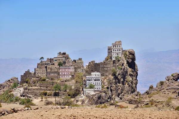 Hajjarah Pueblo Tradicional Montaña Este Haraz Yemen — Foto de Stock