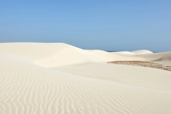 Grandes Dunas Areia Branca Praia Aomak Pôr Sol Ilha Socotra — Fotografia de Stock