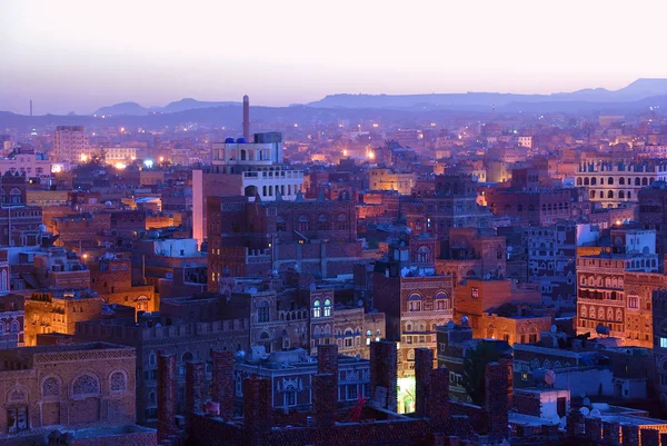 Capitale Dello Yemen Vista Sulla Città Vecchia Dal Tetto All — Foto Stock