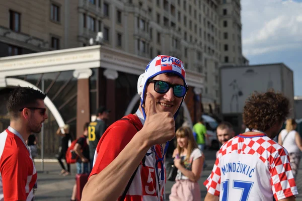 Moskou Rusland Juni 2018 World Cup 2018 Kroatische Voetbalfans Lopen — Stockfoto