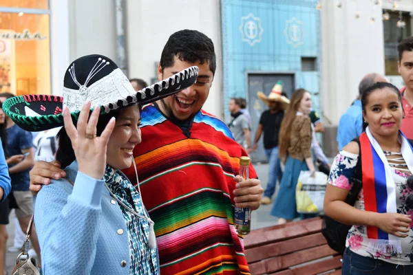 Moskou Rusland Juni 2018 Mexicaanse Voetbalfans Straten Van Moskou Voetbalfans — Stockfoto