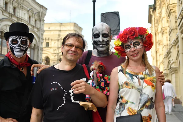 Moscú Rusia Junio 2018 Participantes Maquillaje Mostrados Las Calles Moscú — Foto de Stock