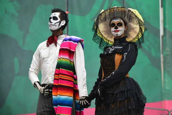 Moscow Russia June 2018 Participants Traditional Clothing Dia Los Muertos — Stock Photo, Image