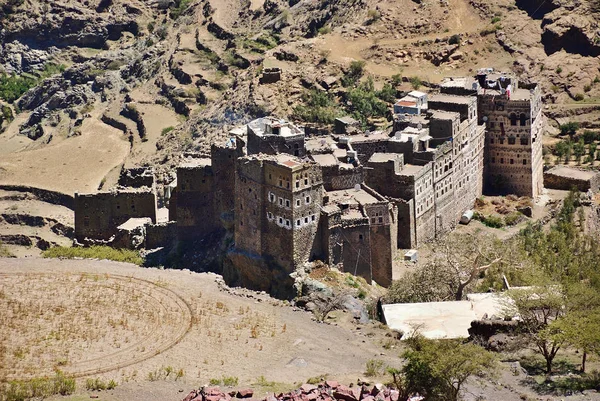 One Finest Examples Medieval Mountain Village Rural Fields Mountain Yemen — Stock Photo, Image