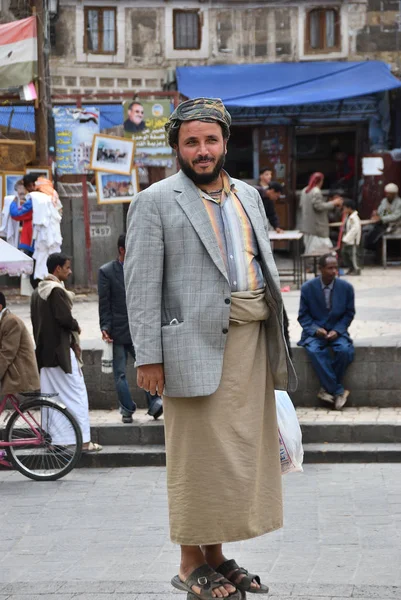 Sanaa Jemen Maart 2010 Street Scene Hoofdstad Van Jemen Jemenitische — Stockfoto