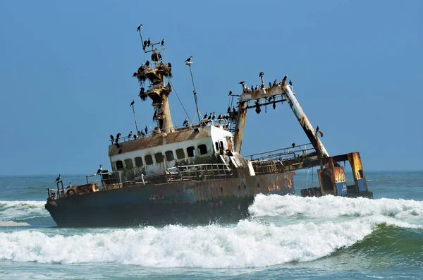 Naufragio Costa Del Esqueleto Océano Atlántico Namibia África — Foto de Stock