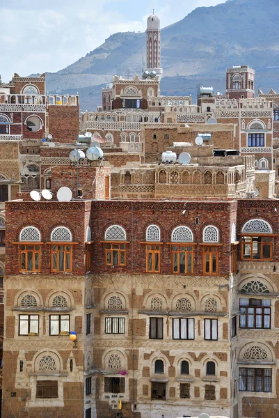 Arquitetura Antiga Sanaa Antiga Cidade Sanaa Declarada Património Mundial Unesco — Fotografia de Stock