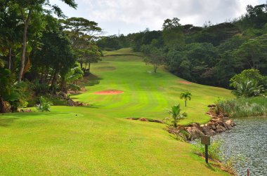Praslin, Seychelles adaları tropik adada Golf alanı