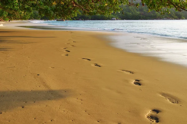 Закат Прекрасном Песчаном Пляже Anse Lazio Самый Известный Пляж Сейшельских — стоковое фото