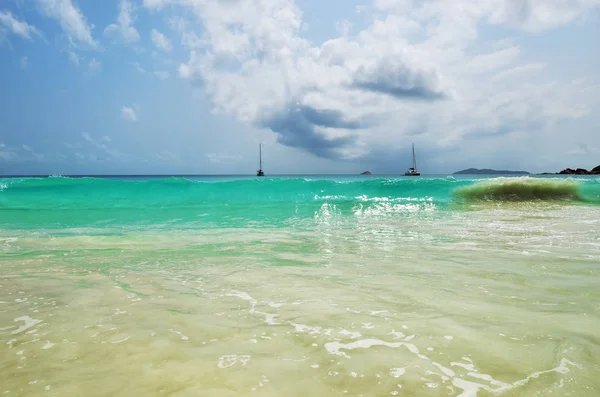 Gyönyörű Trópusi Tengerpart Seychelle Szigetek Praslin Anse Lazio — Stock Fotó