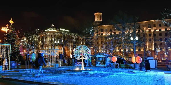 Moscou Rússia Janeiro 2016 Cena Inverno Moscou Pushkin Quadrado Decoração — Fotografia de Stock