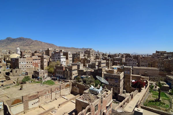 Vista Vieja Sanaa Antigua Ciudad Sanaa Declarada Patrimonio Humanidad Por — Foto de Stock