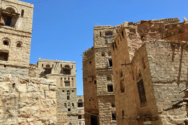 Casas Medievales Habbabah Pueblo Tradicional Montaña Yemen — Foto de Stock