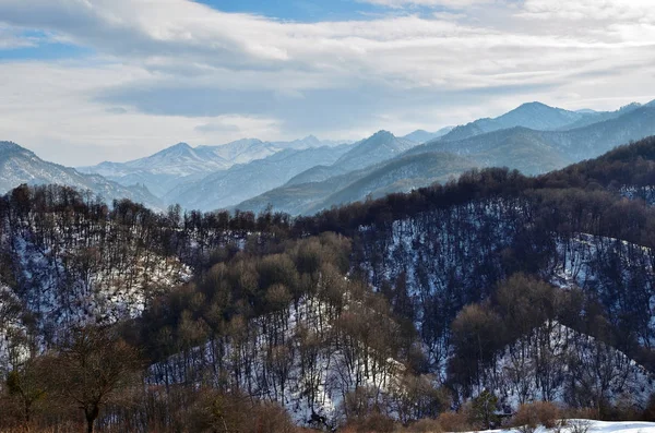 Karachay Cherkessia Rússia Paisagem Inverno Atmosférica Das Montanhas Cáucaso Amanhecer — Fotografia de Stock