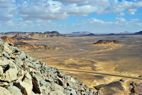 Panoramisch Uitzicht Black Desert Egypte Sahara Afrika — Stockfoto