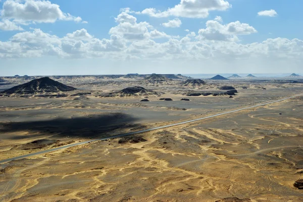Panoramatický Pohled Černé Pouště Egyptě Sahara Afrika — Stock fotografie