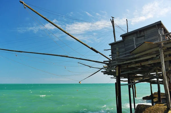 Chieti, Abruzzo, Italy. The Adriatic sea coast with a fishing hut trabucco