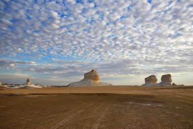 Güzel soyut doğası kaya oluşumları aka heykeller Western beyaz şafak, Sahara çöl. Mısır. Afrika