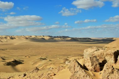 Batı Çölü manzara, büyük kumul günbatımı zaman, Sahara, Mısır