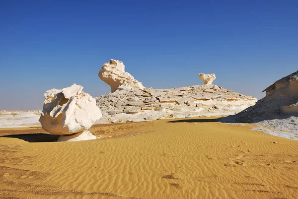 Vackra Abstrakt Natur Klippformationer Western White Öken Solnedgången Sahara Egypten — Stockfoto