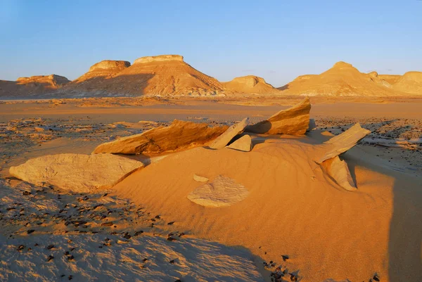 Dağlar Aqabat Çöl Günbatımı Defada Kule Afrika Sahra Mısır — Stok fotoğraf