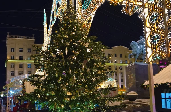 Moskwa Rosja Stycznia 2016 Boże Narodzenie Nowy Rok Ozdoba Oświetlenie — Zdjęcie stockowe