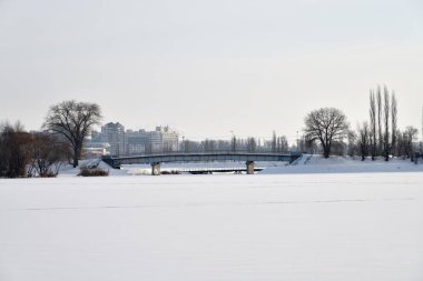 Voronezh, Russia - January 06, 2019: View from river Voronezh on the city at winter morning. Russia