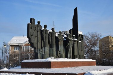 Voronej, Rusya Federasyonu - 6 Ocak 2019: Nazi yenilgisi onuruna karmaşık memorial kare zafer Voronej asker. Heykeltraş F.K. Sushkov, NF Gunenkov, tasarımcı S.V. Puchkov mimar. 9 Mayıs 1975 açıldı