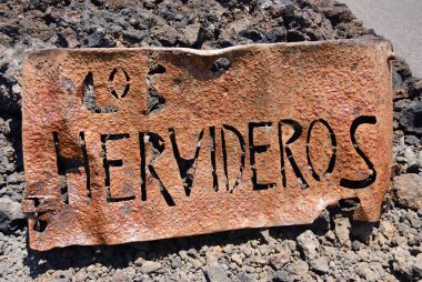 Los Hervideros demir işareti. Lanzarote, Kanarya Adaları, İspanya 