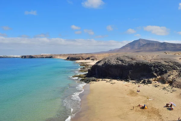 Plaży Papagayo, lanzarote, Wyspy Kanaryjskie, Hiszpania — Zdjęcie stockowe