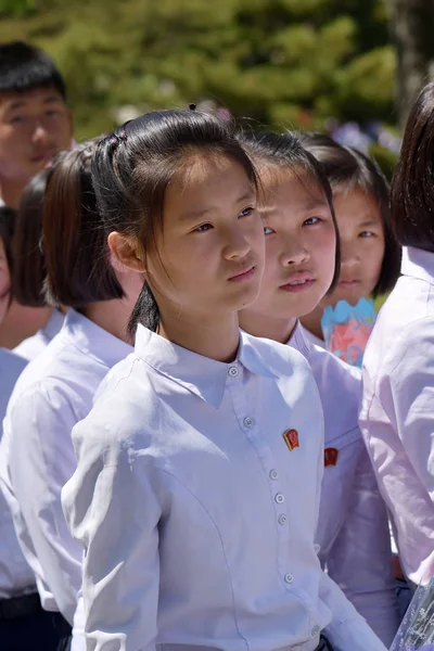 Pyongyang, Coreia do Norte. Raparigas — Fotografia de Stock