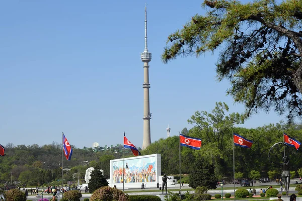 Пхеньян, Северная Корея. Телебашня — стоковое фото