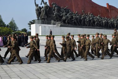 Pyongyang, North Korea. Pyongyang. The soldiers clipart