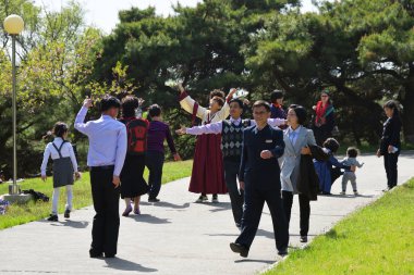 Pyongyang, Kuzey Kore. Insanlar
