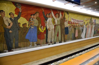 Pyongyang, Kuzey Kore. Metro İstasyonu