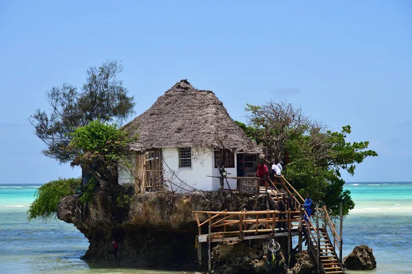 The Rock famous amazing location restaurant, Pingwe, Zanzibar, T — стоковое фото