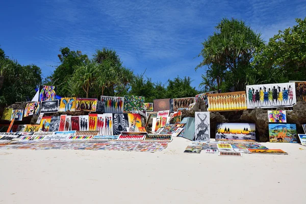 Pintura em uma praia, Kendwa, Zanzibar, Tanzânia, África — Fotografia de Stock