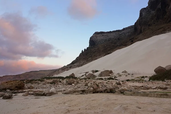 Den Vackra Solnedgången Ovanför Stranden Socotra Delisha Jemen — Stockfoto