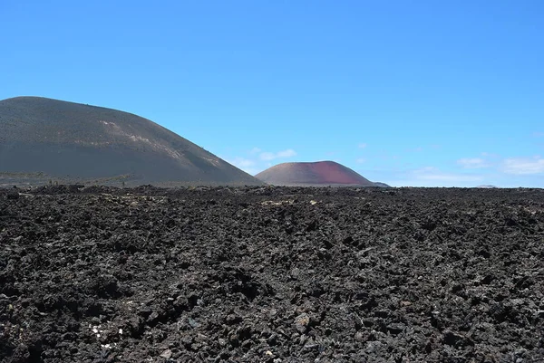 Enorme Leegte Eenzaamheid Van Lanzarote Zwarte Bevroren Lava Vulkanische Woestijn — Stockfoto