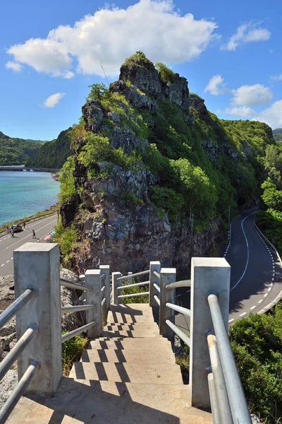 Road around the high cliff on the coast of Indian ocean. Mauritius island is one from preferable destination for luxury holiday in all season Mauritius