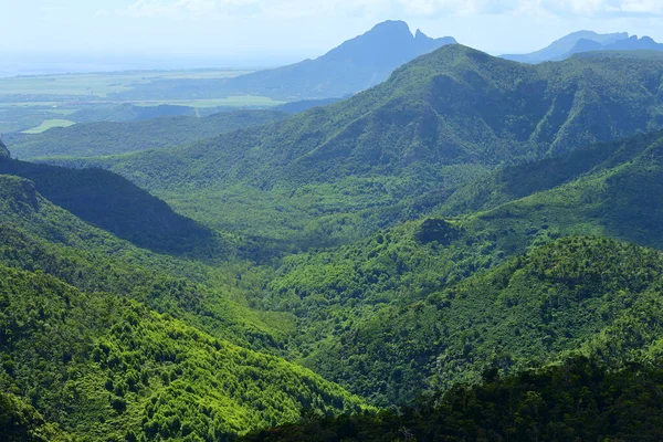 Krajobraz Parku Narodowego Black River Góry Mauritiusie Śpiący Wulkan Tle — Zdjęcie stockowe