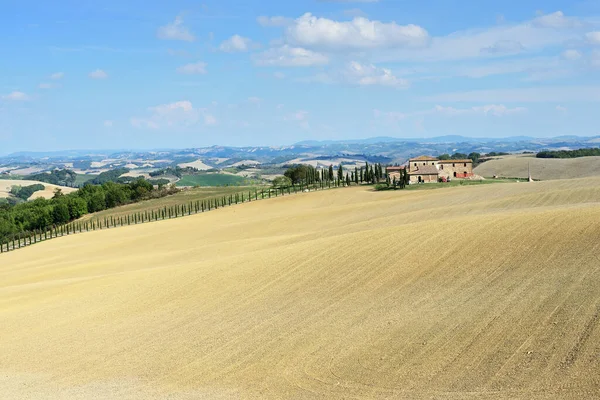 Idyllisch Landelijk Toscaans Landschap Met Geploegd Veld Herfst Italië Europa — Stockfoto