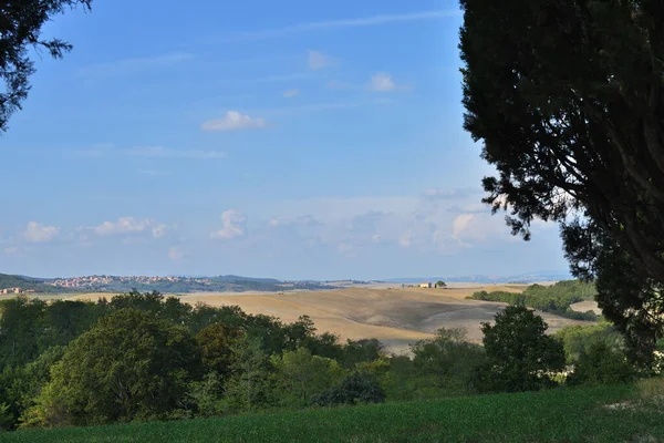 Paisagem Toscana Rural Idílica Com Campo Arado Outono Itália Europa — Fotografia de Stock
