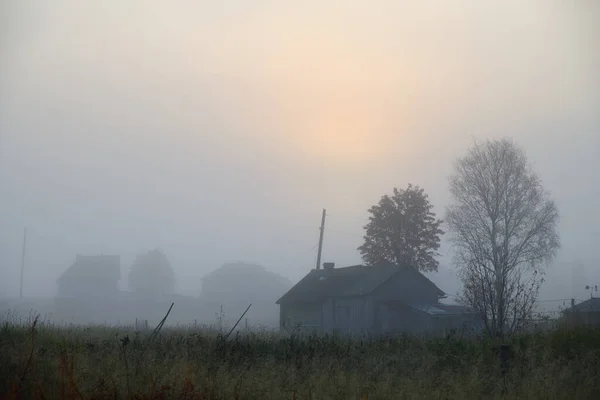 Beautiful Landscape Pomors Village Virma Nearby White Sea Sunrise Karelia — Stock Photo, Image