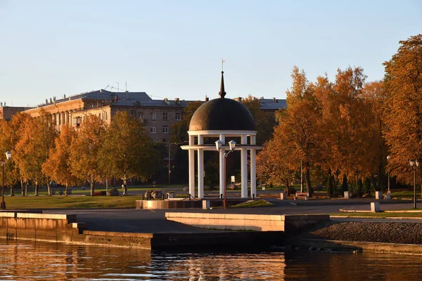 Rotunda pavilion on the embankment of Onega lake in Petrozavodsk, Karelia, Russia