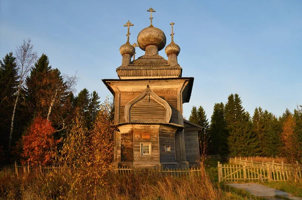 Rússia Carélia Igreja Ortodoxa Antiga Pedro Paulo Madeira Costa Mar — Fotografia de Stock