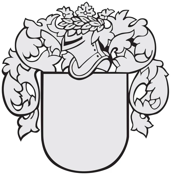Vektorillustration Des Mittelalterlichen Wappens Ausgeführt Holzschnitt Stil Isoliert Auf Weißem — Stockvektor
