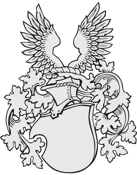 Ilustración Vectorial Del Escudo Armas Medieval Ejecutado Estilo Xilográfico Aislado — Vector de stock