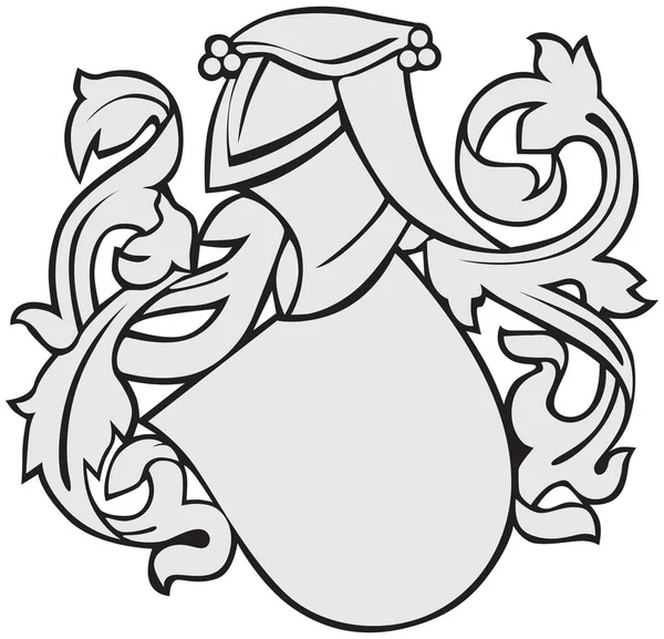 Ilustración Vectorial Del Escudo Armas Medieval Ejecutado Estilo Xilográfico Aislado — Vector de stock